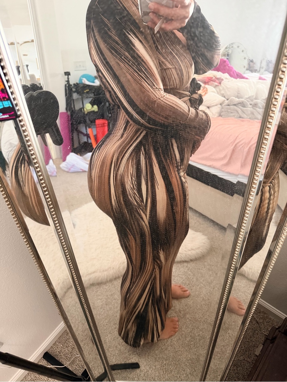 Brown Swirl Print Women’s dress